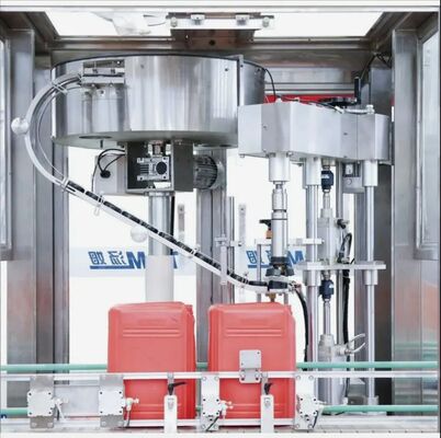 Buy Intelligent Automatic Pneumatic Square Pail Filler Sealer Capper & Labeler for Glass/Plastic Bottles 5-30 Liters online manufacture